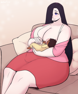 Artbomination:  Artbomination:  Maia With Tiny Baby Octavia. Also, I Drew Furniture.