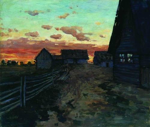 Huts after sunset, 1899, Isaac LevitanMedium: oil,canvas