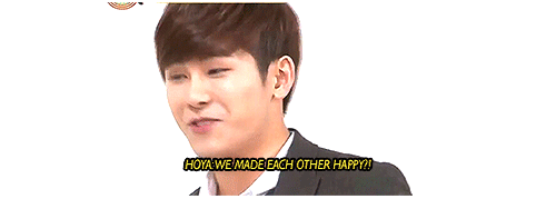 hogays:     8 | ∞ Infinite offstage: MC’s telling Hoya to do aegyo while thinking of Seo In Guk.    