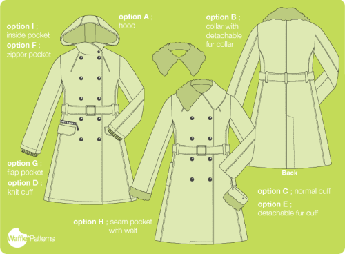 Waffle Patterns pdf sewing patterns / Tsubaki double breasted coat