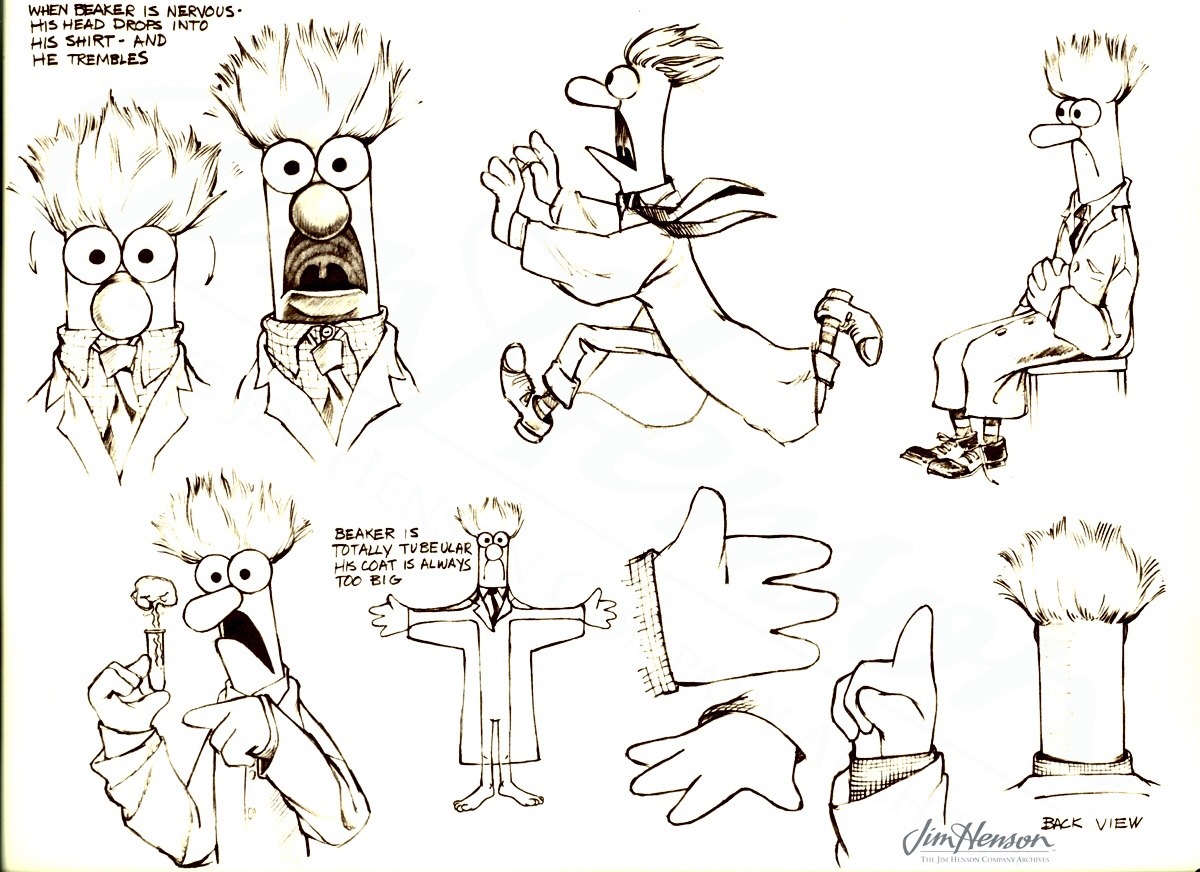 WEIRDLAND TV on Tumblr: “When Beaker is nervous his head drops into his  shirt and he trembles.” How to draw Beaker: page from the MUPPETS STYLE  GUIDE...