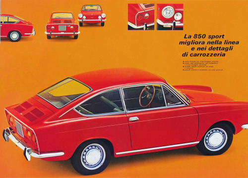 carsthatnevermadeitetc:  Fiat 850 Sport, 1968. The production version of Fiat’s rear-engined 850 coupé had debuted in 1965 and was revised in 1968 when it was fitted with 52hp 903cc motor in addition to a revised front and rear styling. It remained