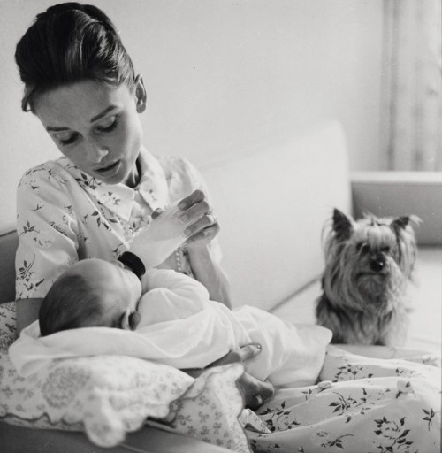 Photo by Richard Avedon. Audrey Hepburn with her son Sean, 1960