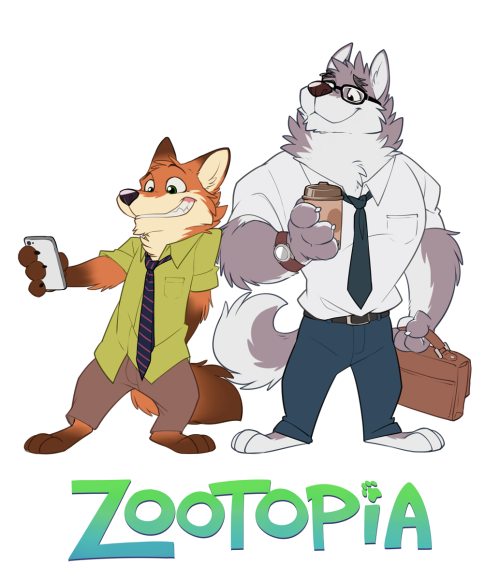 takemotoarashi:  [Doodle] What if my Mr. Wolf and Officer Benson meet the Nick and Judy in Zootopia…