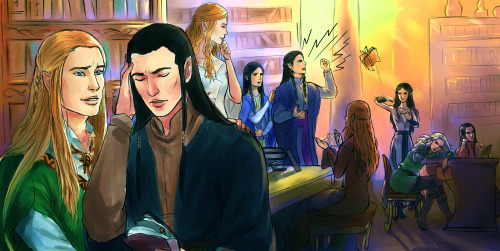 niyochara:Once upon a time in Noldorian Library, Tirion…this time i want to doodle the bromance betw