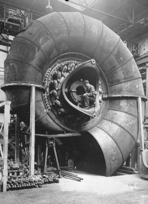 historicaltimes:  A Turbine in the Hoover Dam, 1933 via reddit