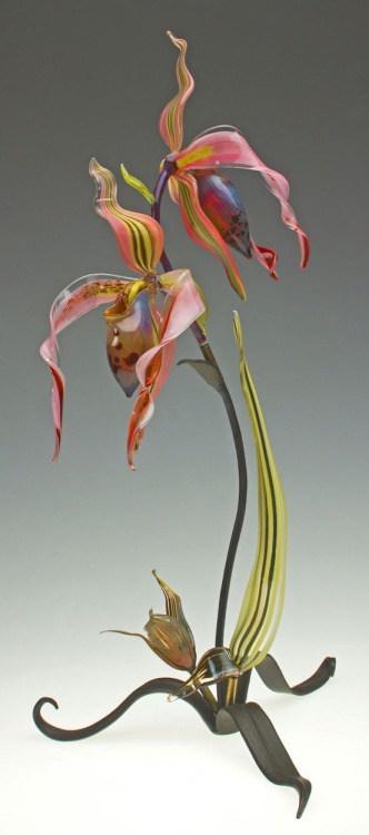 Glass lady-slipper orchids, by artist Loy Allen.