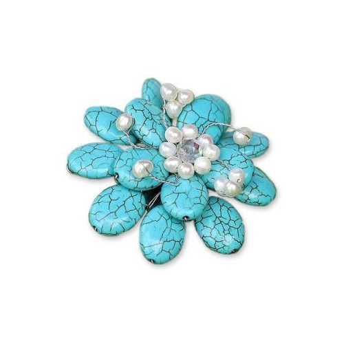 NOVICA Floral Turquoise Colored Brooch Pin ❤ liked on Polyvore (see more pin jewelry)