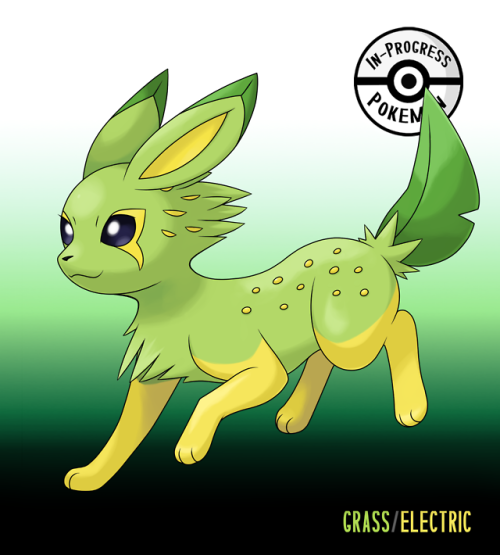 inprogresspokemon: The last Grass Dual-Type Eeveelution is here! Requested by @amethystev​ and inspi