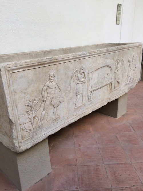 ancientbeardart:Sarcophagus with Heracles and Charondate uncertainMuseo archeologico regionale Anton