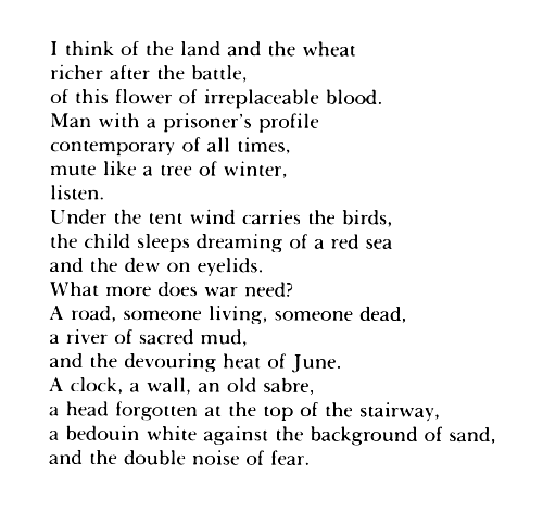 Nadia Tueni, I think of the land and the wheat (tr. Elaine Gardiner)