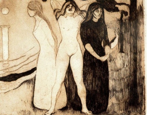 artist-munch: The Women, 1895, Edvard MunchSize: 31.5x26 cmMedium: drypoint on paper