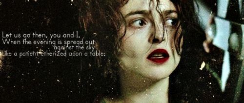 birdypolly:  Let us go then, you and I,When the evening is spread out against the skyLike a patient 