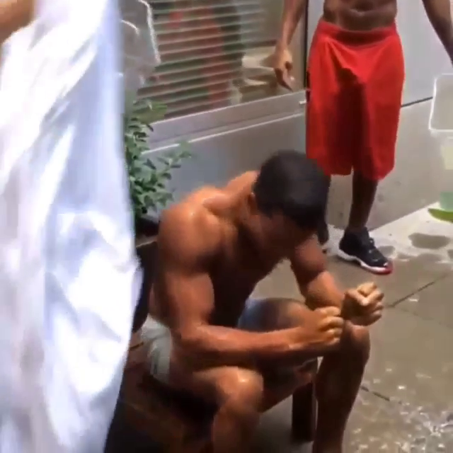 theofficialbadboyzclub:  Trey Songz and brother Forrest ALS Ice Bucket Challenge.