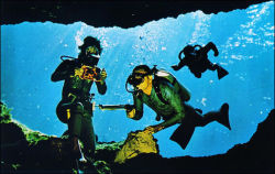 oldflorida:  &ldquo;Cover me, I’m going in…&rdquo; SCUBA divers at SIlver Springs