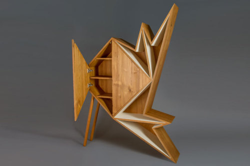 ‘oru’ chair, cabinet, and mirror | aljoud lootah