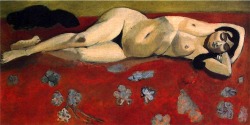 bofransson:  Sleeping Nude on a Red Background,