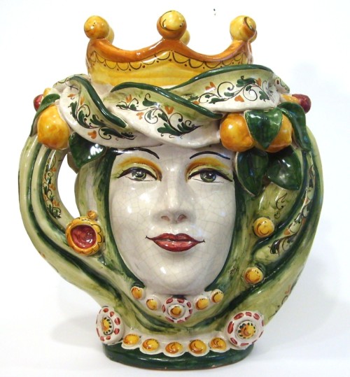 Ceramica Siciliana ,Testa di Caltagirone,testa di moro,Modello Regina con-turbante. www.ceramicheart