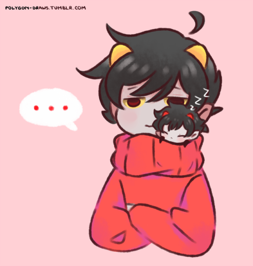 polygon-draws: … he likes t9 6e warm.  Kankri’s turtleneck is a comfy place to sleep in for smol smo