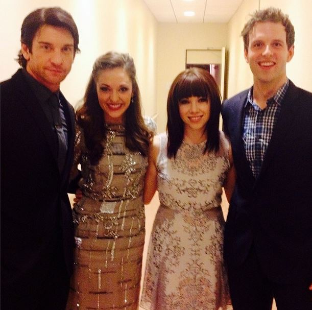 carly-news:
“@lauraosnes: ”A little @cinderellabway love at the#LucilleLortellAwards. Oh, and @andy_karl, you can come to the ball any time, too. :) @carlyraejepsen@joe_carrollmich @dennisbasso” ”