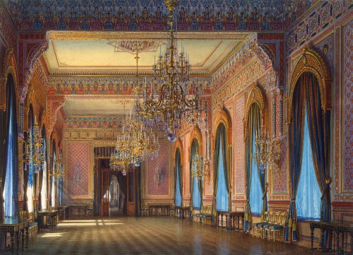 oldpaintings:Mansion of Baron A.L. Stieglitz, 1871 by Luigi Premazzi(Italian, 1814–1891)