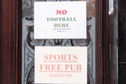 Sports Free Pub, No Football Here. Soho, London, 2010.