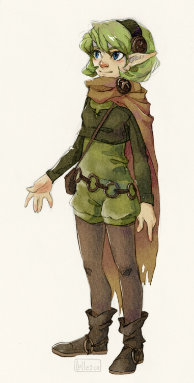 lulles:Excuse to try that watercolor technique again. And because redesigning Saria seemed fun :} Pu