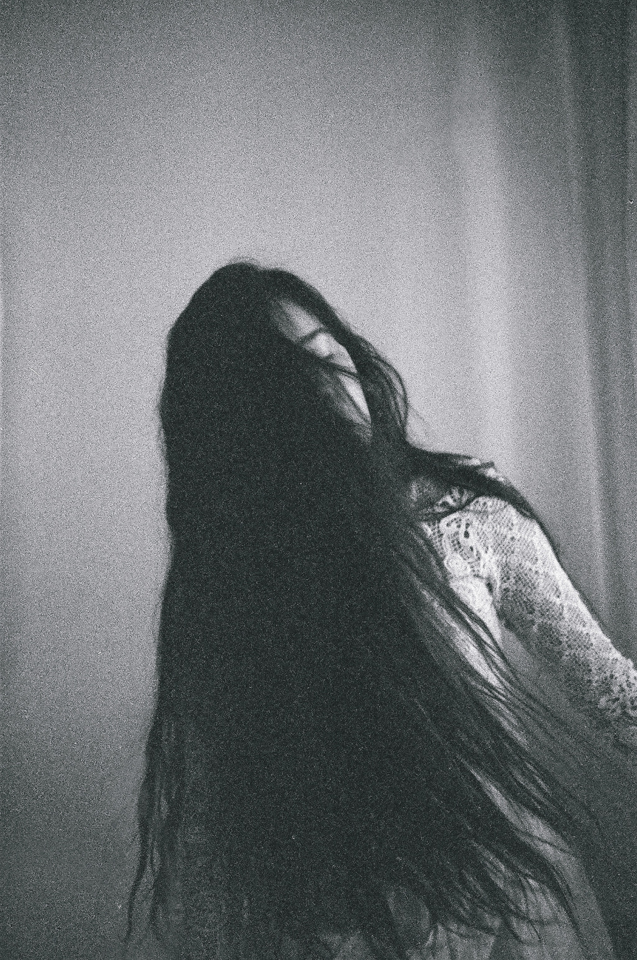 mercedesesquivel:  self portrait b&amp;w 3200iso, 35mm 