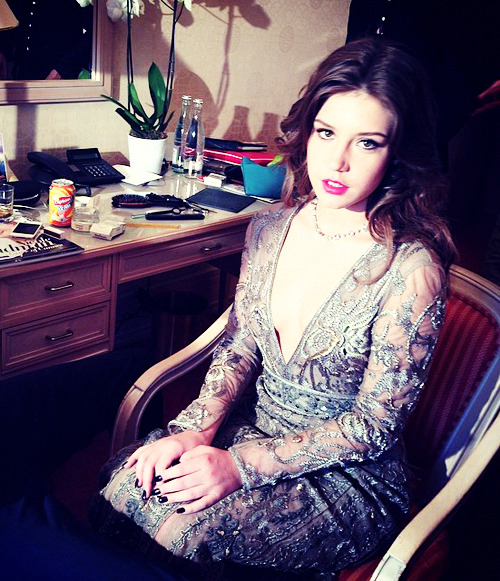 theroning:  @Adèle Exarchopoulos getting ready for the red carpet during Cannes Film Festival