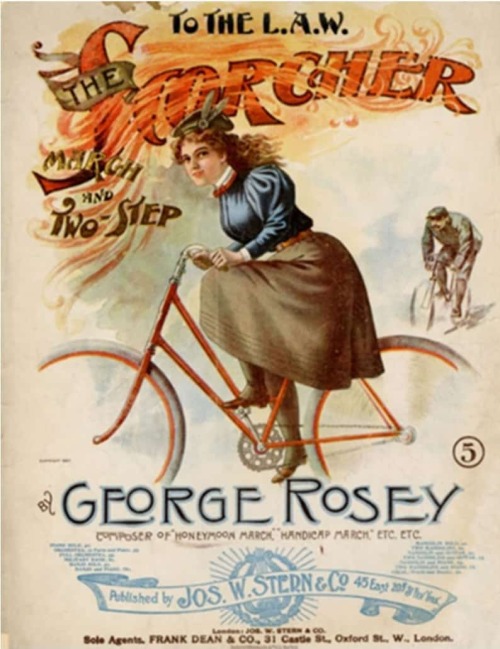 Connie King, Curator of  Women’s History, wrote about this piece of sheet music: ‘The woman bicyclis
