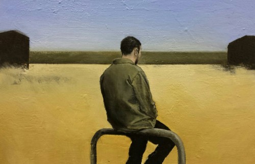 Christopher Thompson..Beach VII..oil on board..18x23cm
