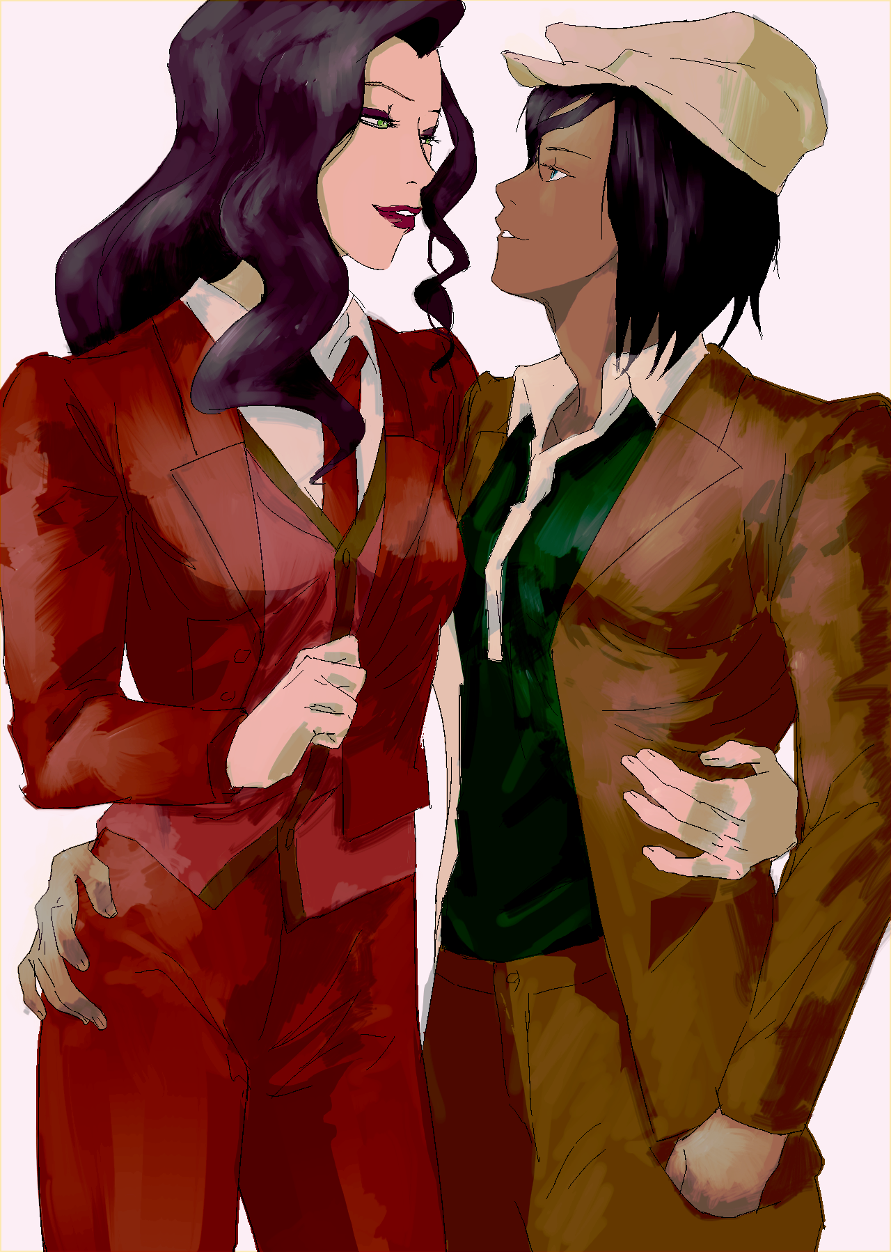 insomniadiesdown:  redraw of an old korrasami sketch 