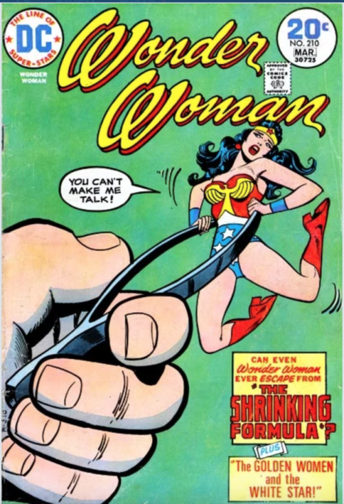 Wonder Woman covers by Irv Novick (1956) and Ric Estrada (1974).If I’d taken a pop quiz on which DC 