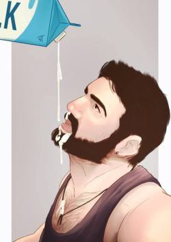 jojiart:  repost!  Let’s drink milk :P