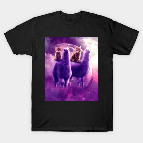 petshirts:Outer Space Galaxy Kitty Cat Riding On Llama T-ShirtPick up this awesome cosmic cats on ll