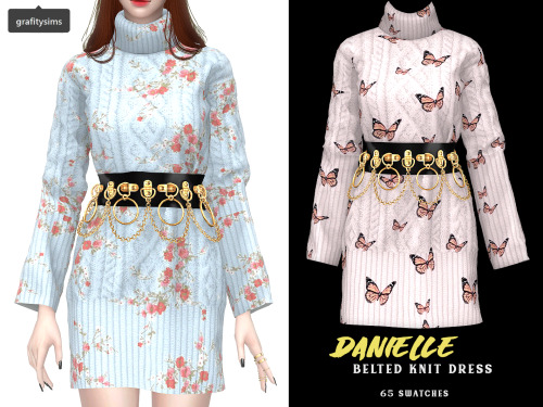  Danielle Belted Knit Dress Original mesh;65 swatches;Smooth Bone Assignment;Has Morphs;HQ Compatibl