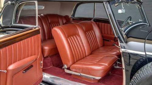 motoriginal:  1937 Mercedes-Benz 540K Cabriolet BBlack body, black top, black spokes, red leather. Supercharged 5.4L Inline 8-cyl engine.Photos via Hemmings.