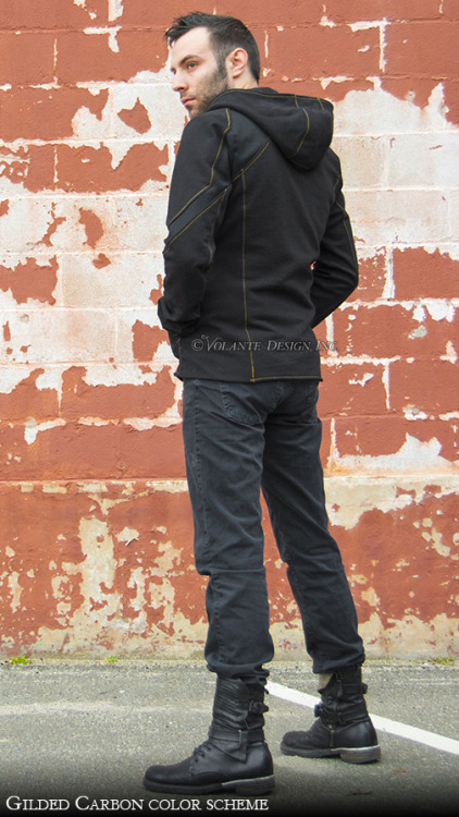 volantedesign:  The Augment H-2.. is a seamless human-cyborg integration. Angular in its seam lines, but soft and form fitting, this hoodie brings the sharp edges of robotic design in contrast with 12 oz pre-washed, pre-shrunk, cotton sweatshirt fleece.
