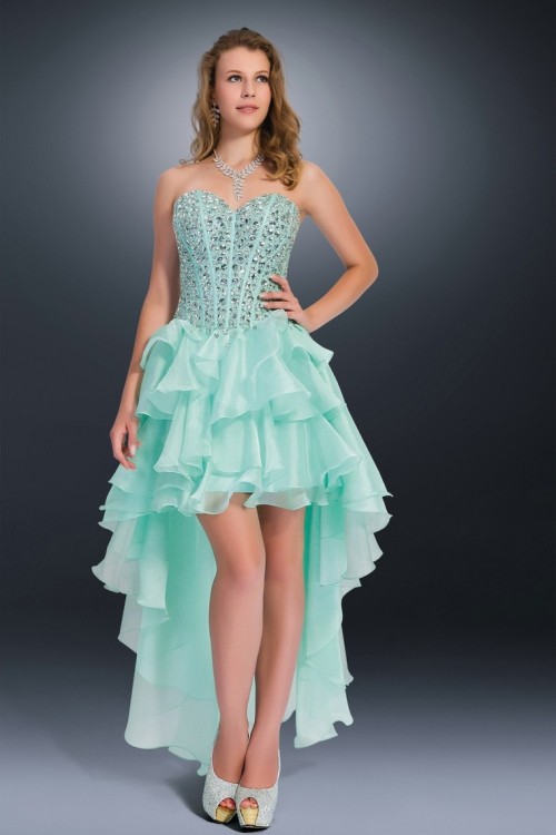 Blue high low prom dresses