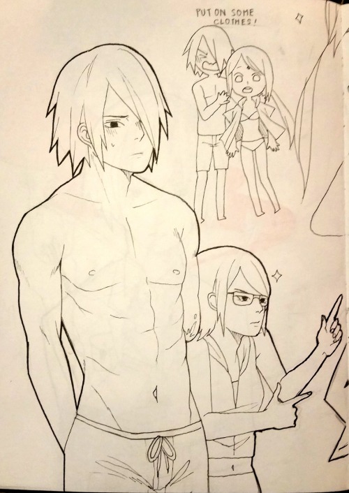 kirakurapon:  SSS Family goes to the beach!  … ok tbh it was an anatomy practice but I needed an excuse to draw Sakura in a bikini. 