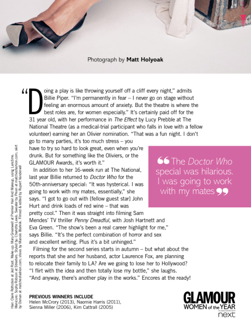 billiepiperonline:  Billie Piper in Glamour Magazine UK - July 2014 (Digital Scans) 