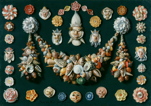 Jan van Kessel the Elder (Antwerp 1626-1679 Antwerp)Festoon, masks and rosettes made of shells- pa