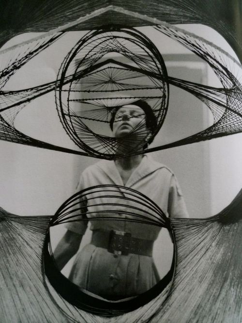 Peggy Guggenheim seem through a Pevsner sculpture, Unknown Artist