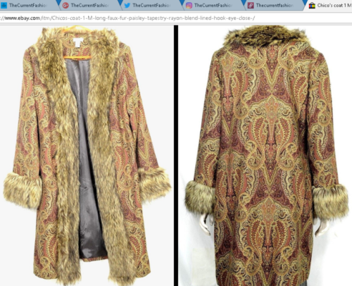 Chico’s long faux fur coatSize 1 … Read measurements in listing.http://stores.ebay.com/