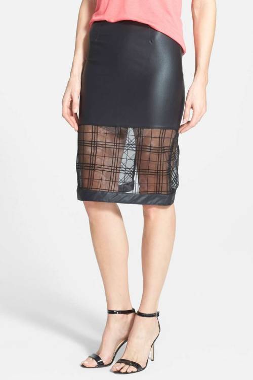 Faux Leather Tube Skirt with Organza PanelShop for more like this on Wantering!