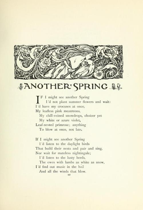 peonyandbee:starrydiadems: First verses of Another Spring by Christina Rossetti illus