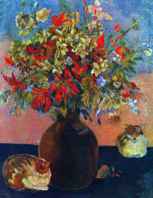 Flowers and Cats by Paul Gauguin ,c. 1898