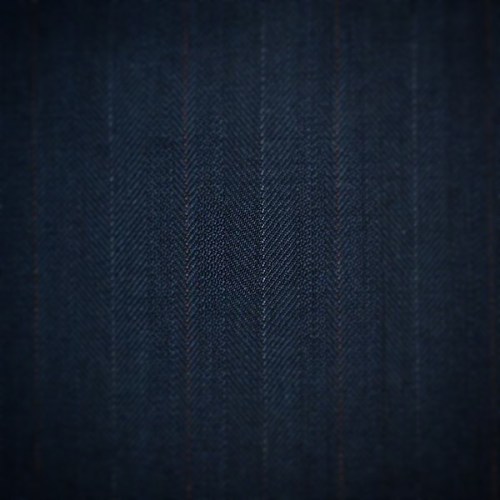 Navy Blue Herringbone with Orange &amp; Grey Stripe Super 120&rsquo;s Suiting #yorkshirefabr