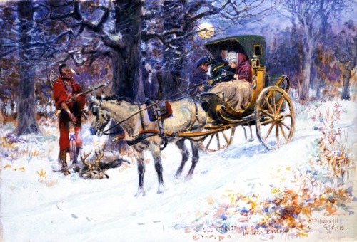 artist-charles-russell: Old Christmas in New England, 1918, Charles M. Russell