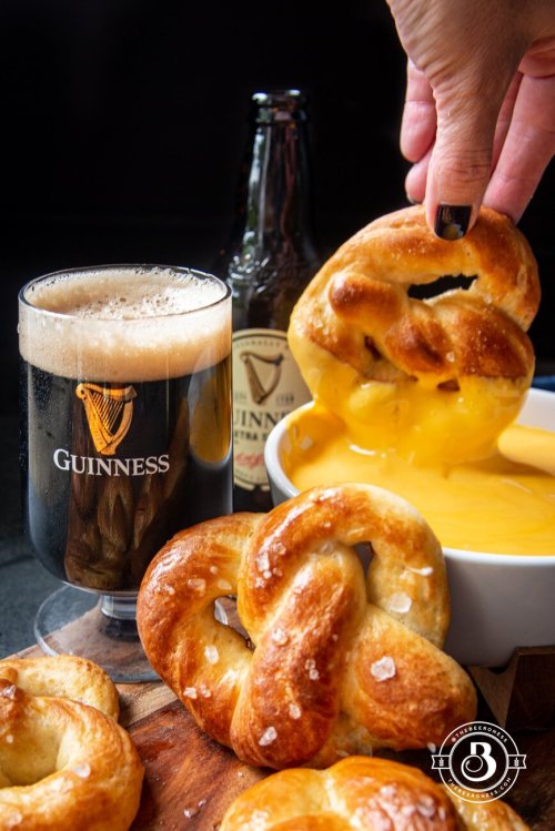 Beer Soft Pretzels With Guinness Cheese Sauce